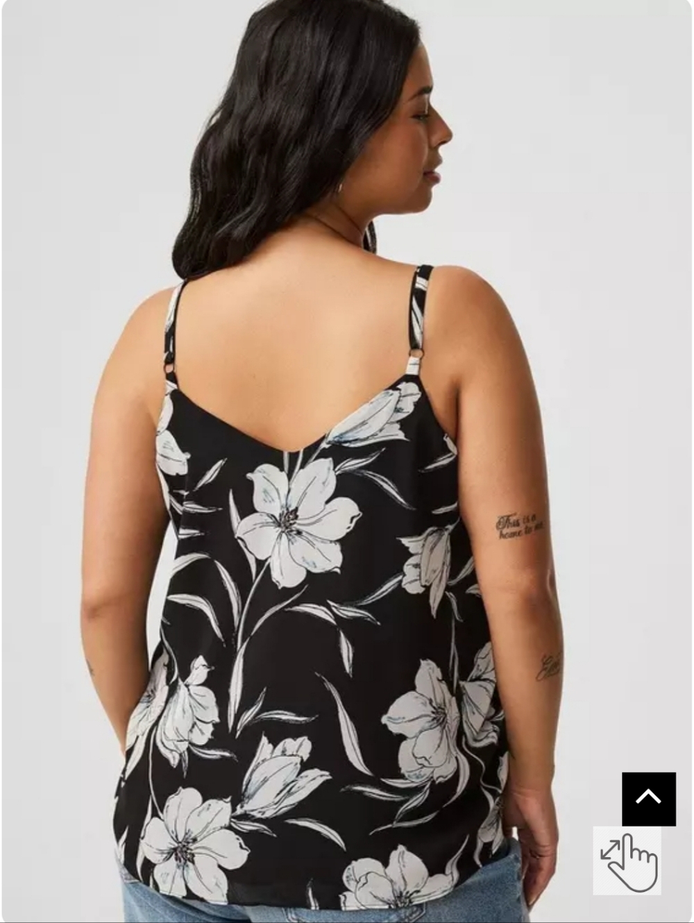 Torrid Black Floral Sophie Cami with Cream Blooms - Picture 3 of 7